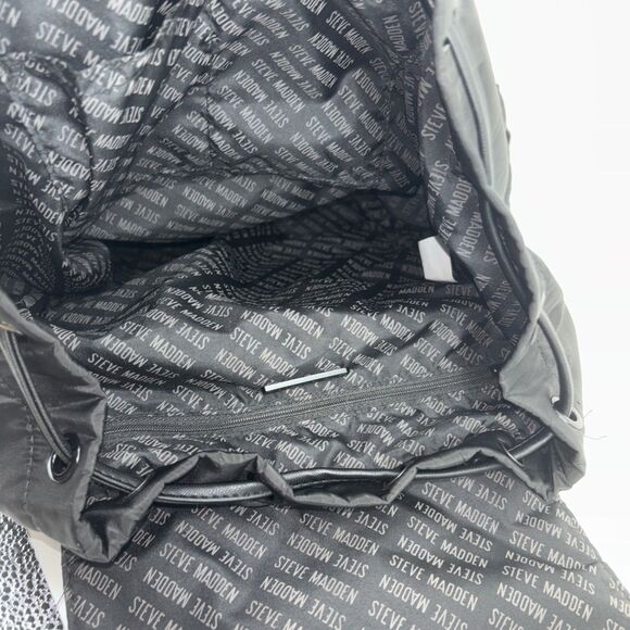Steve Madden Bqueens Black Quilted Large Backpack Bag Pockets - Picture 9 of 11